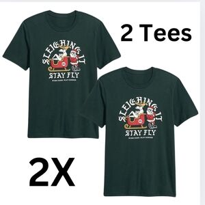 2 Matching 🎄 Old Navy Tees Size 2X Unisex Christmas Morning Holiday AK-2034